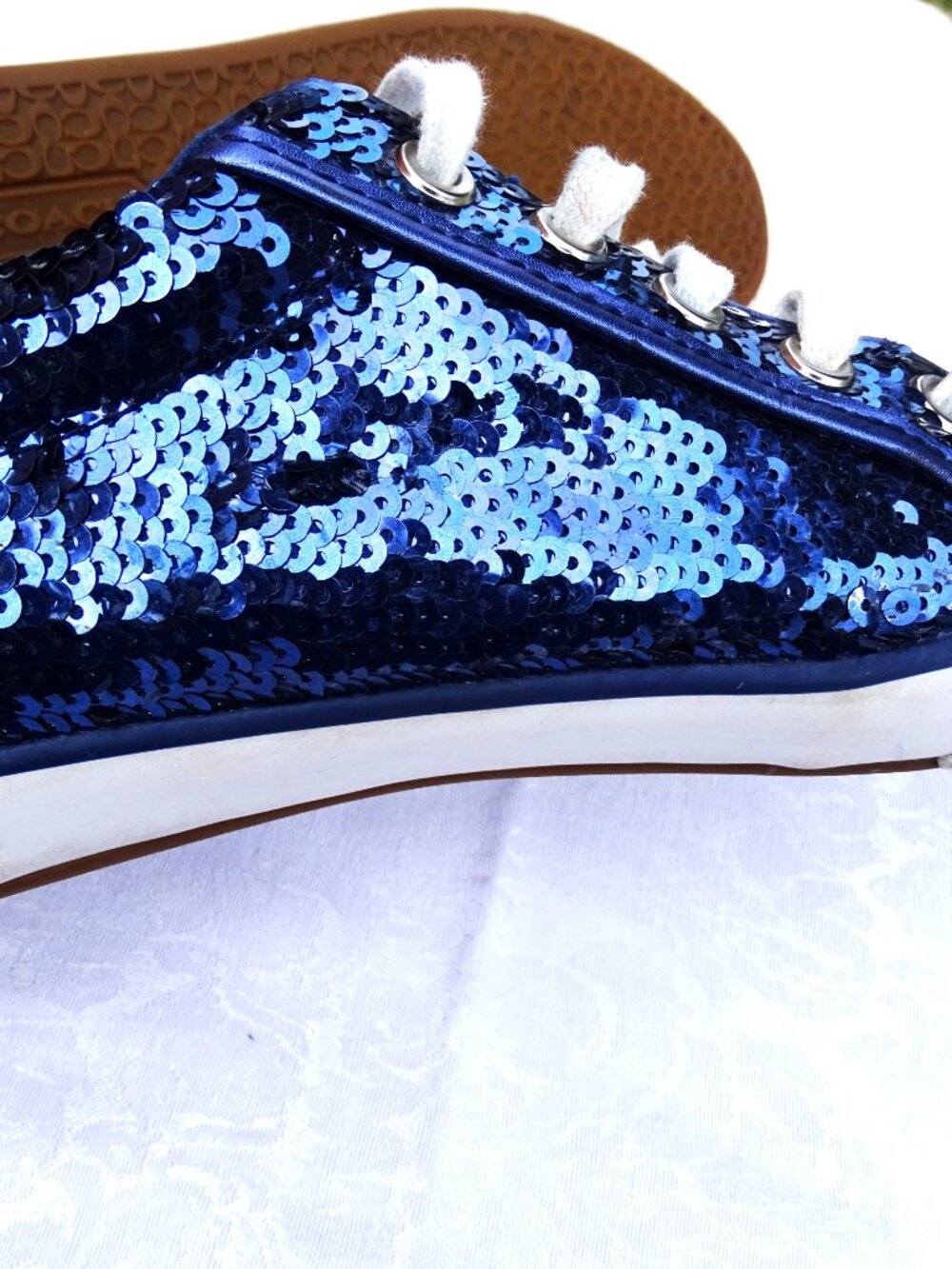 Coach Blue Sequin Tennis Shoes 9B - Picture 10 of 10